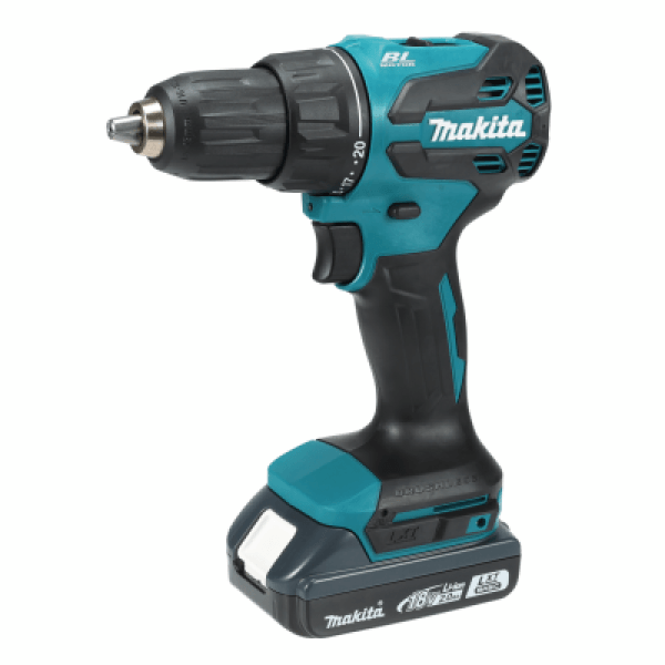 Makita 牧田 DHP490WV 18V 充電式衝擊電鑽連 2.0Ah 電池正面產品圖