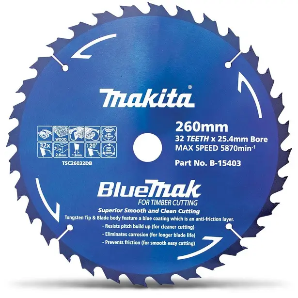Makita B-15403 硬質合金鋸片260X25.4X32T(正面)