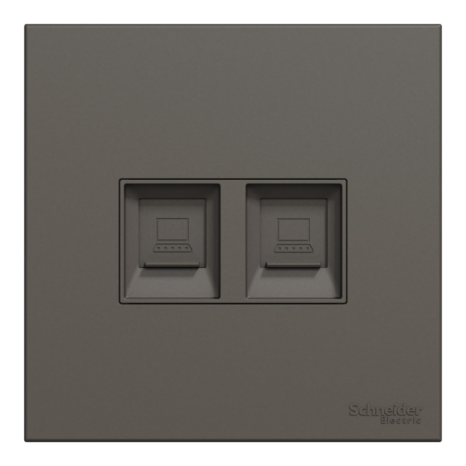 Schneider 施耐德 AvatarOn C 奐然 兩位RJ11電話及RJ45 5e類數據插座, Keystone面板備防塵活門(石墨灰)
