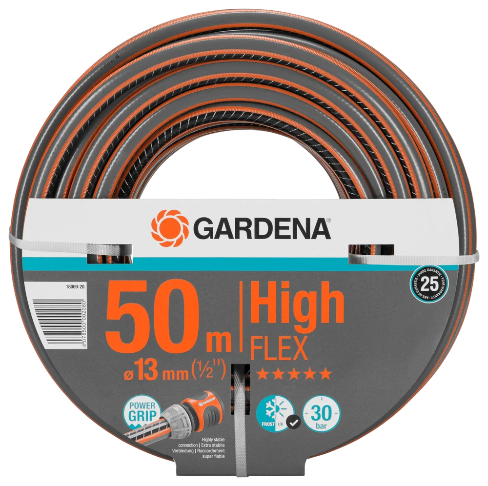 德國 GARDENA 18069-20 Comfort HighFLEX 13毫米(1/2吋)50米花園水喉白底產品圖