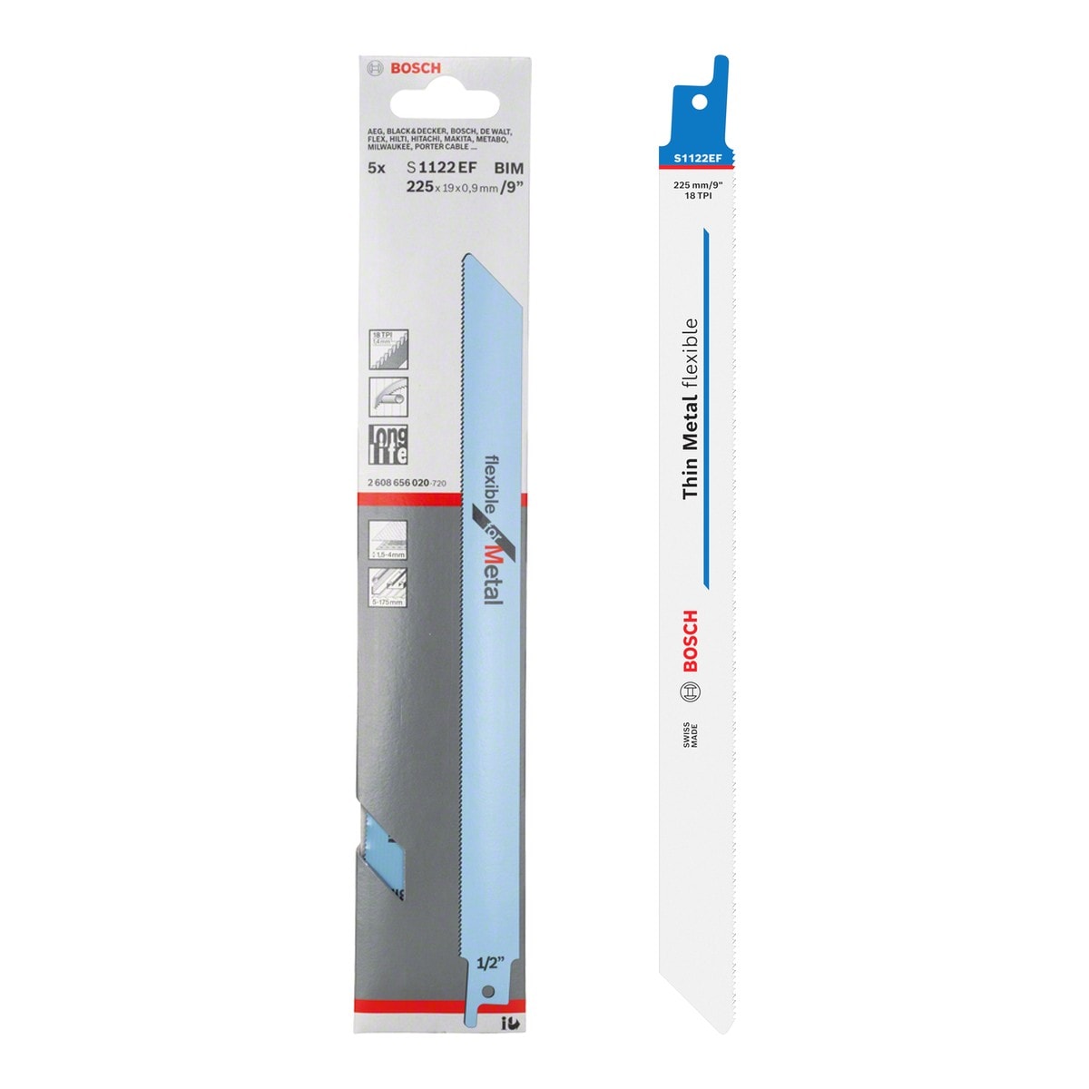 Bosch S1122EF 老虎鋸片 金屬 225mm 18T 薄身(5片裝)