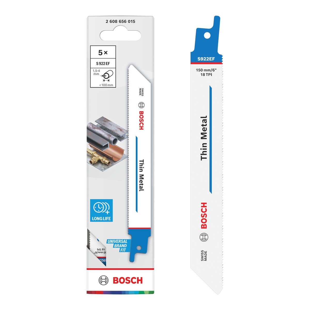 Bosch S922EF 老虎鋸片 金屬 150mm 18T 薄身(5片裝)