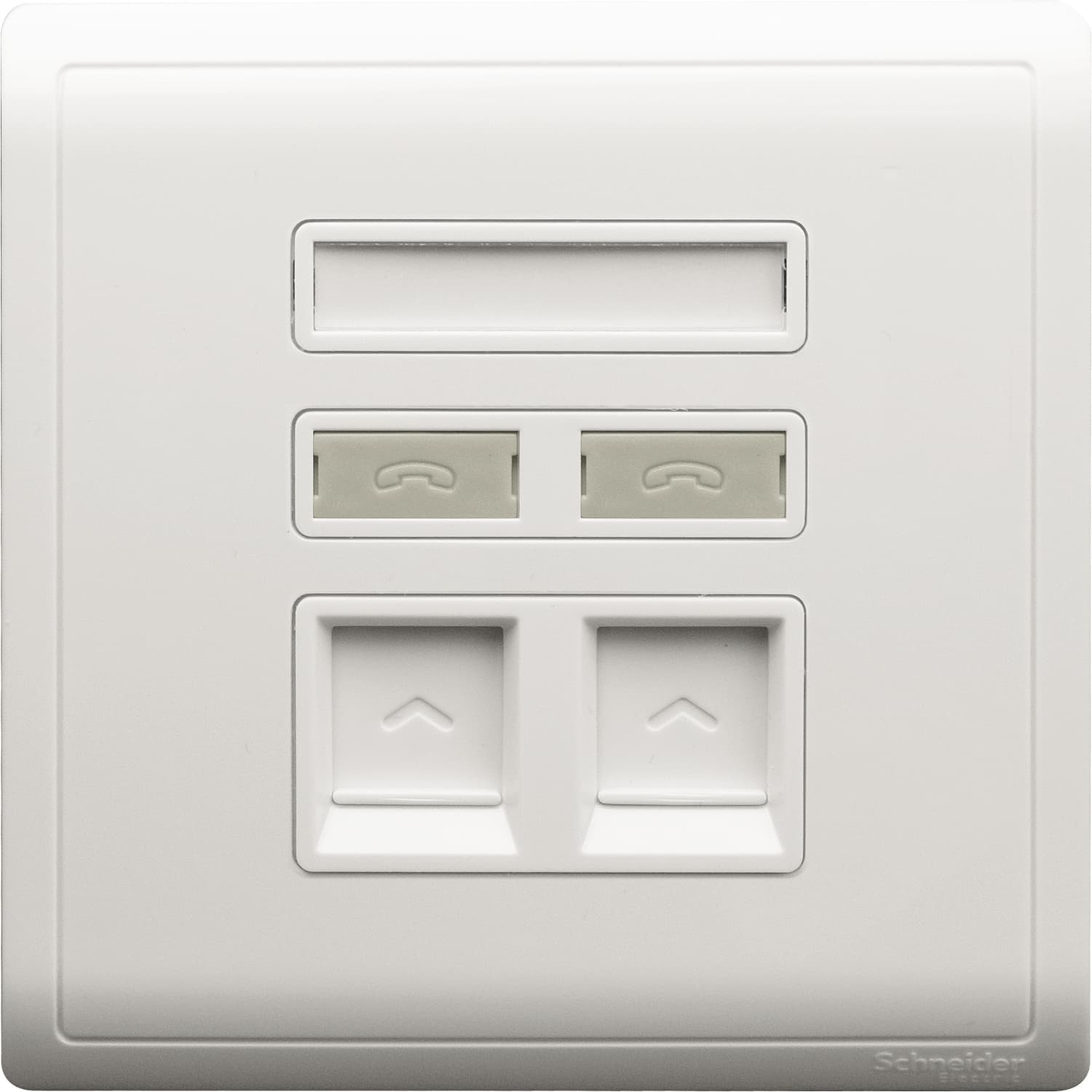 Schneider 施耐德電氣 Pieno 丰尚 兩位RJ11電話及RJ45 5e類數據插座, Keystone面板備防塵活門 E8232TDRJS_5_WE(白)香港行貨