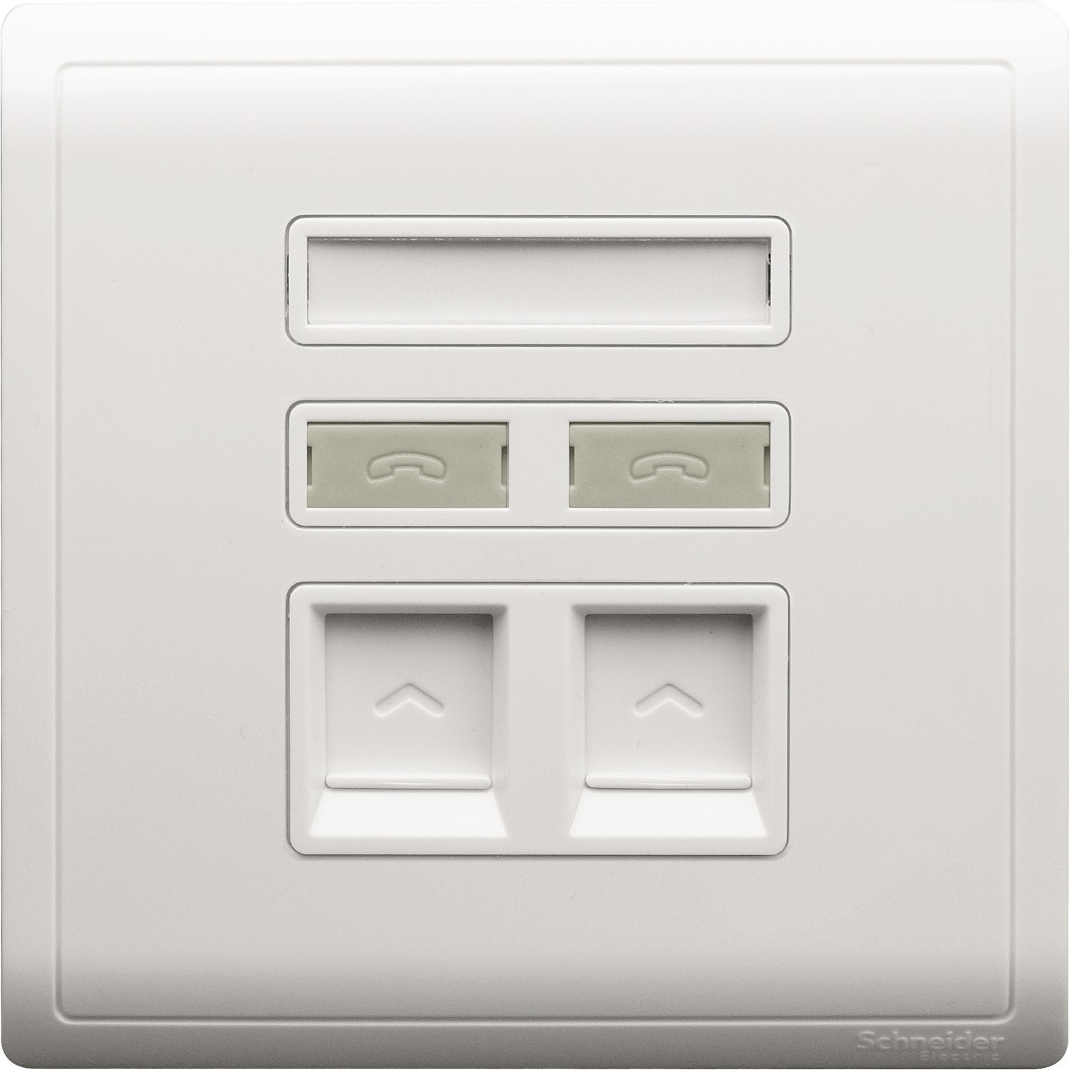 Schneider 施耐德 Pieno 丰尚 兩位RJ11電話及RJ45 5e類數據插座, Keystone面板備防塵活門(白)E8232TDRJS_5_WE