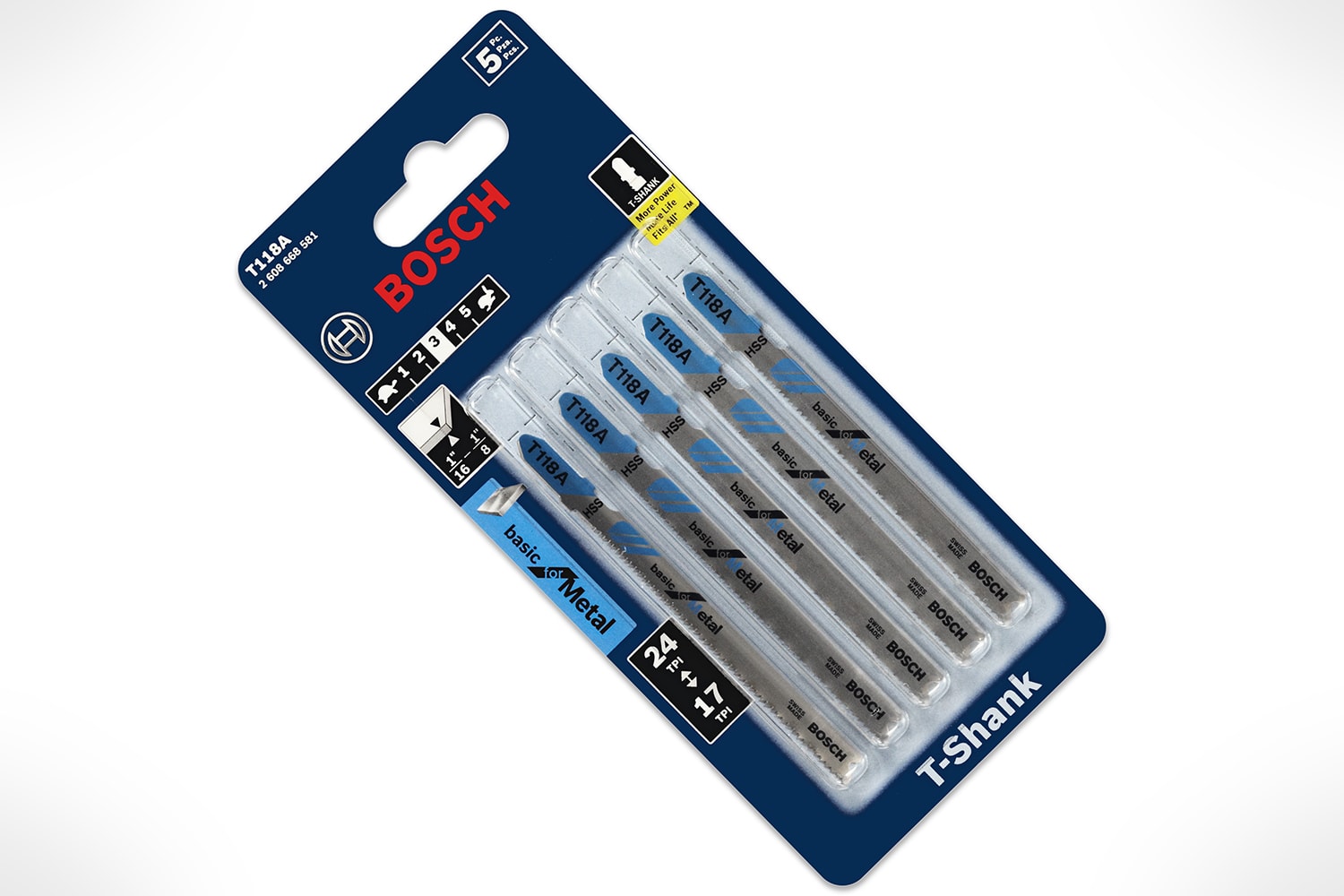 Bosch T118A 積梳鋸片五片裝(正面)