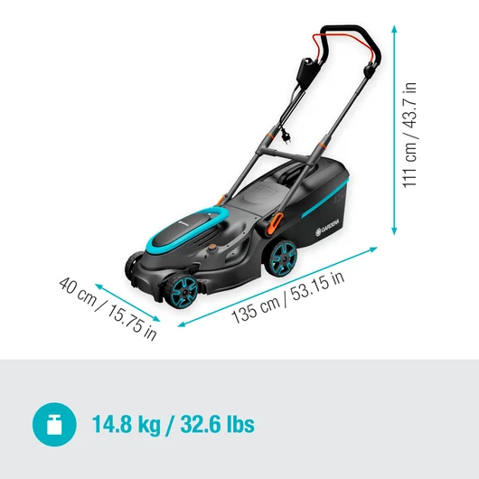 德國 GARDENA 14637-28 PowerMax 37/1800 G2 電動割草機白底產品圖