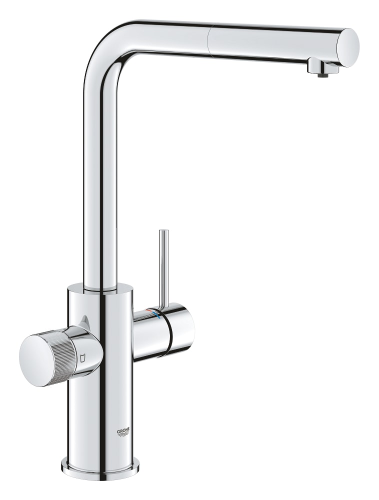 GROHE 30590000 鉻銀色拉出式濾水廚房龍頭正面
