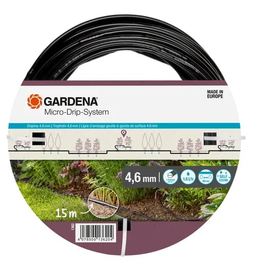 德國 GARDENA 1362-20 4.6 mm(3/16 吋)滴灌管 15 米