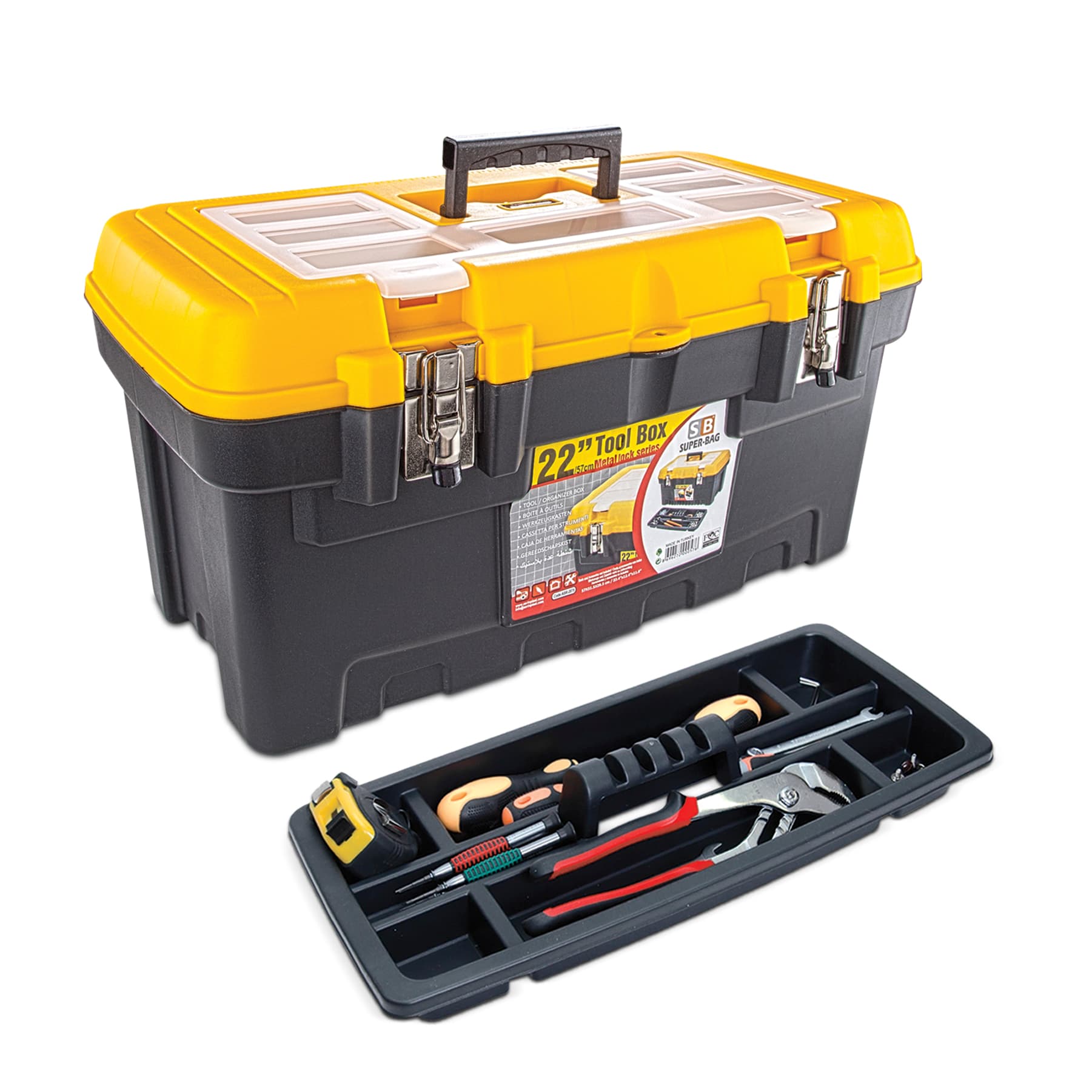 SUPER-BAG ASR-2078 22"(黃黑)鐵扣工具箱