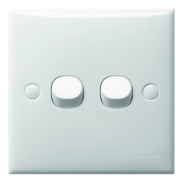 Schneider Electric 施耐德 S-Classic 經典系列 E32/1/2AR WE 白色兩位單控開關掣正面圖