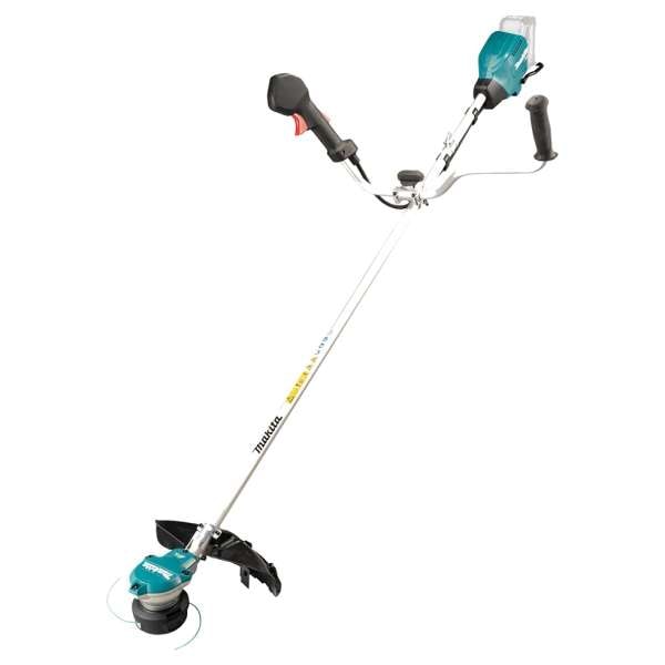 Makita 牧田 UR002GZ02 40V 充電式割草機(淨機)全機正面圖,配 U 型柄及尼龍切割頭