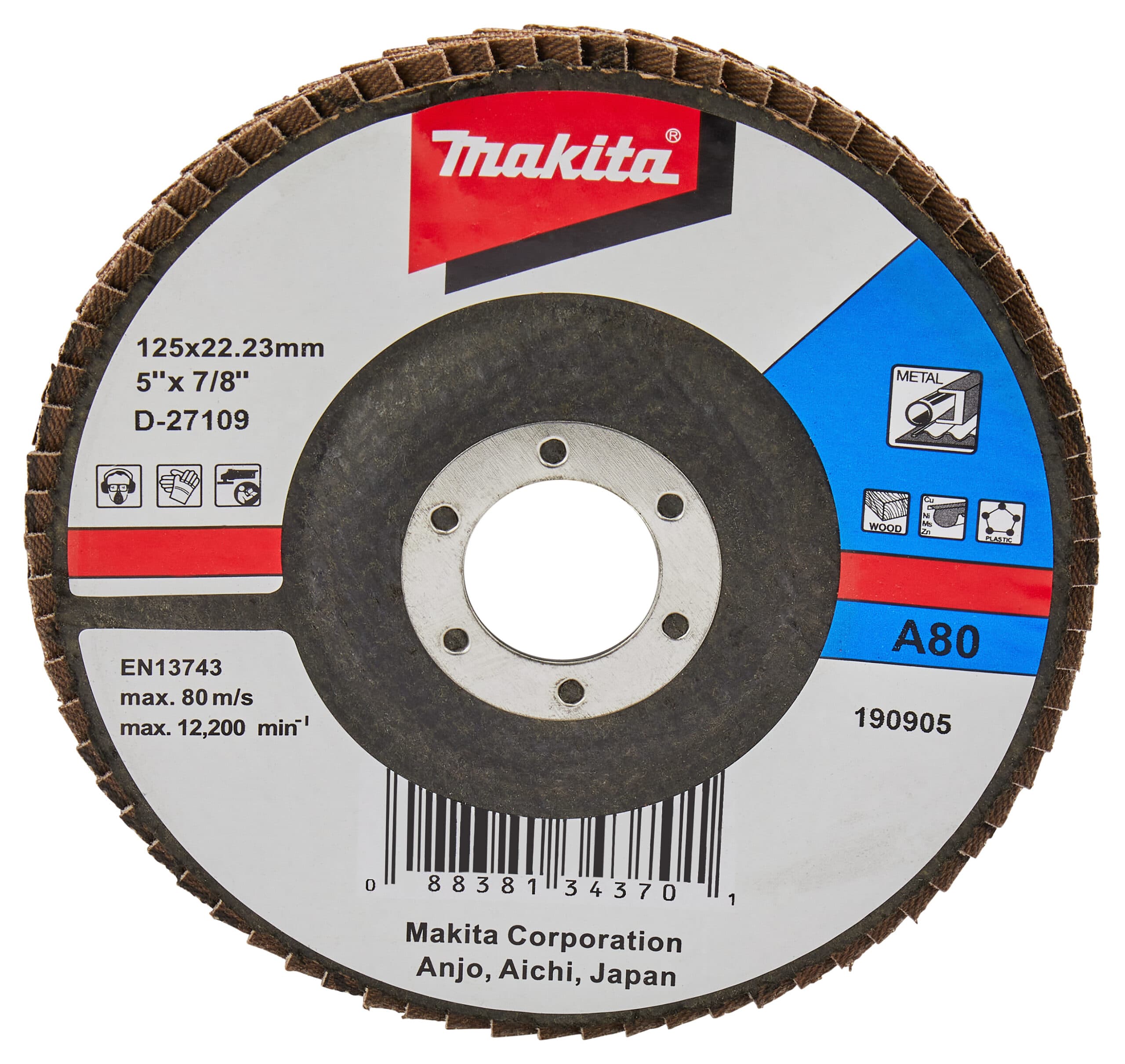 Makita 牧田 D-27109 磨片125 #A80 (彎角)