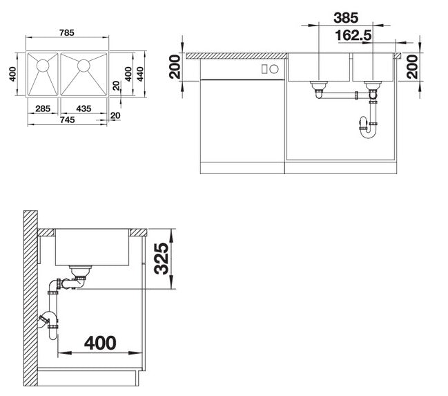 BLANCO 235650 QUATRUS R15 435/285-IU 不銹鋼鋅盤