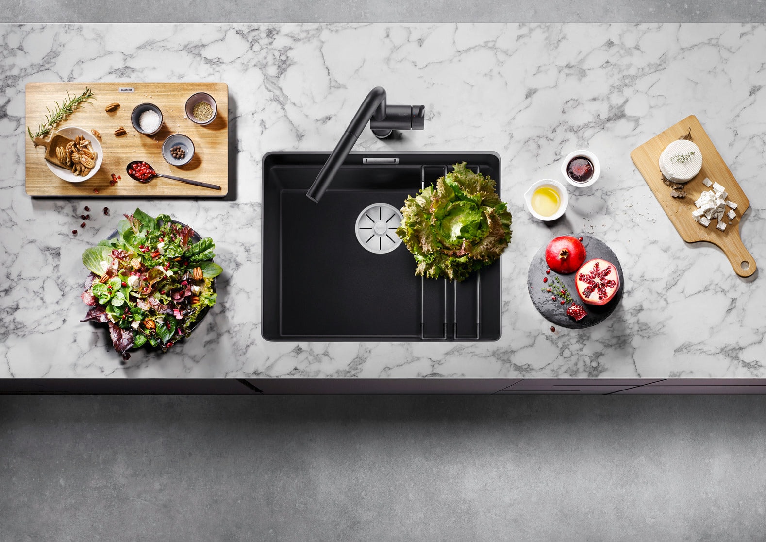 BLANCO 522227 ETAGON 500-U 台下式花崗岩鋅盤 (Anthracite色)