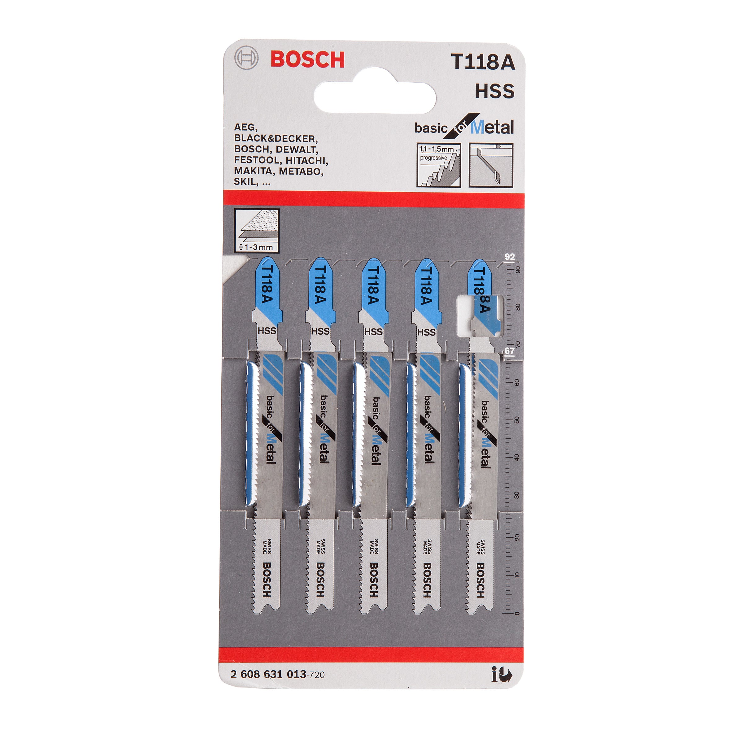 BOSCH T118A 積梳鋸片 (5片裝) (鋒鋼 HSS)