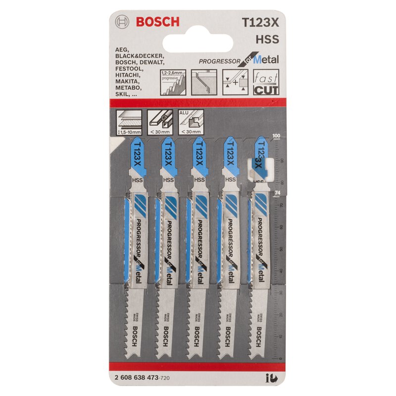 BOSCH T123X 積梳鋸片 (5片裝) (鋒鋼 HSS)