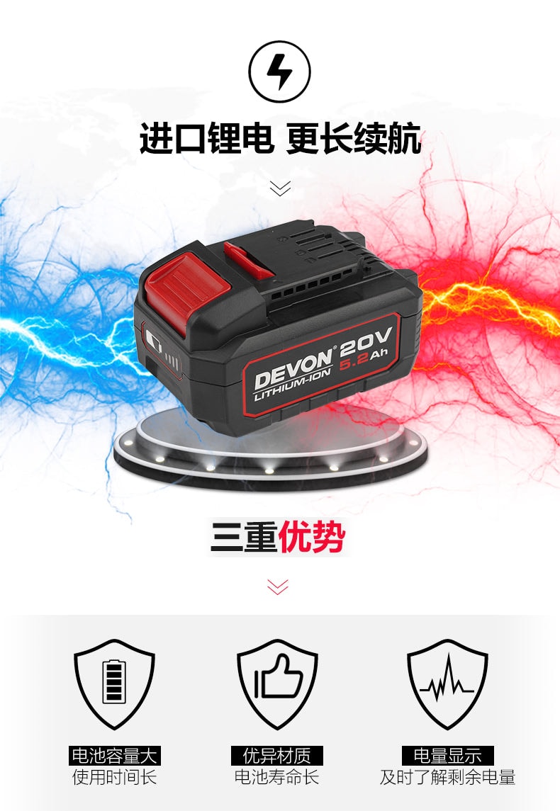 Devon 大有 5283-Li-20TSIQ 20V 充電式無刷衝擊電鑽 (淨機)(香港行貨)