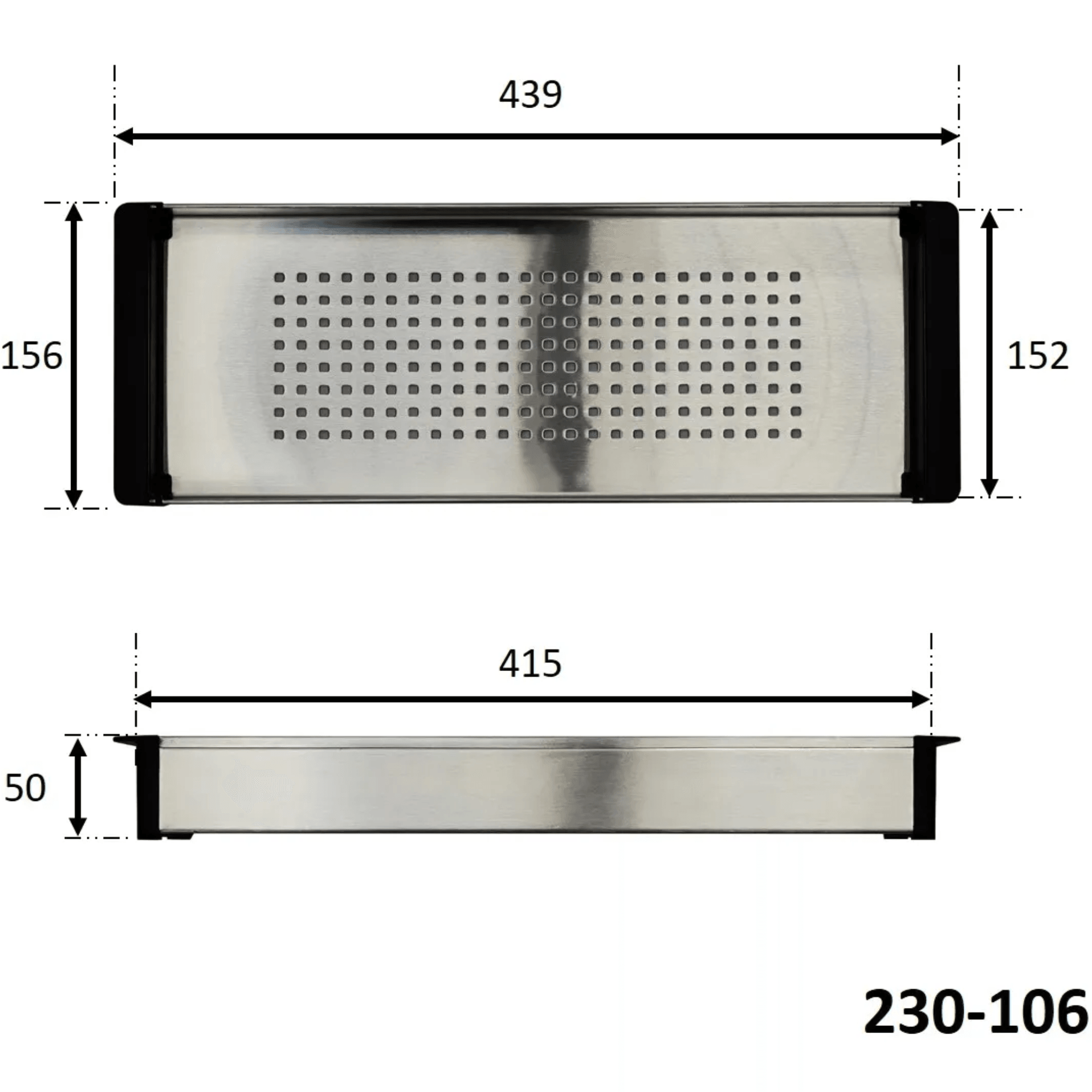 FRANKE 230-106 (112.0066.060) Kubus 2 滴水盤 439x156x50mm (KNG系列適用)