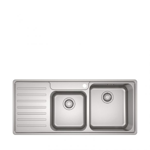 FRANKE BCX 621 LHD (101.0547.021) Bell 不銹鋼 檯面 雙星盆 1080x480mm 銀色