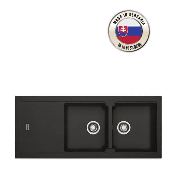 FRANKE BLG 621 (114.0194.466) Bali 花崗岩 檯面 雙星盆 1160x500mm 石墨色