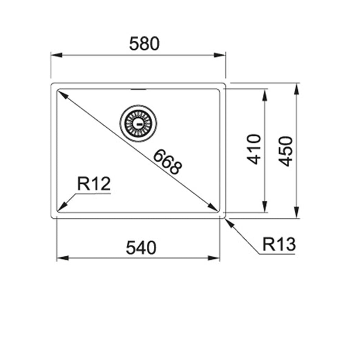 FRANKE BXX 210-54 (127.0554.252) Box 不銹鋼 檯面/檯底 單星盆 580x450x200mm 銀色