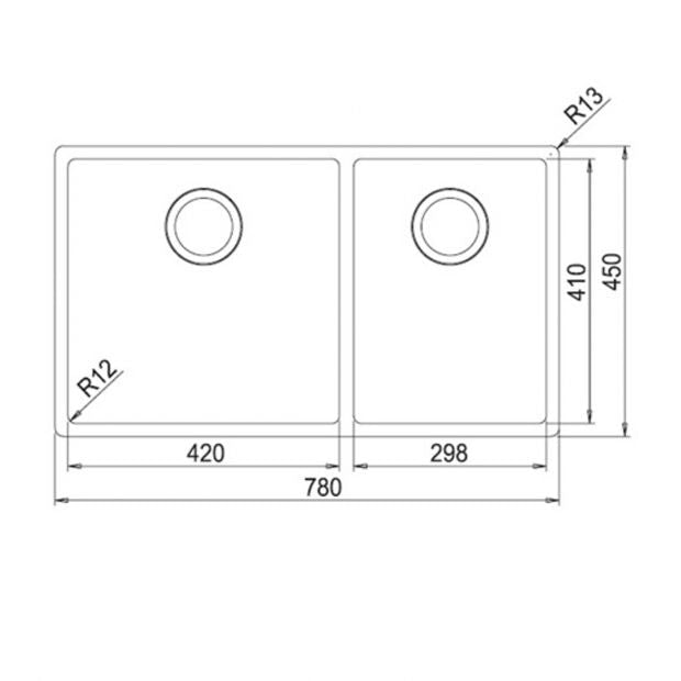 FRANKE BXX 220-74 SBR Box 不銹鋼 檯面/檯底 雙星盆 780x450x200mm 銀色
