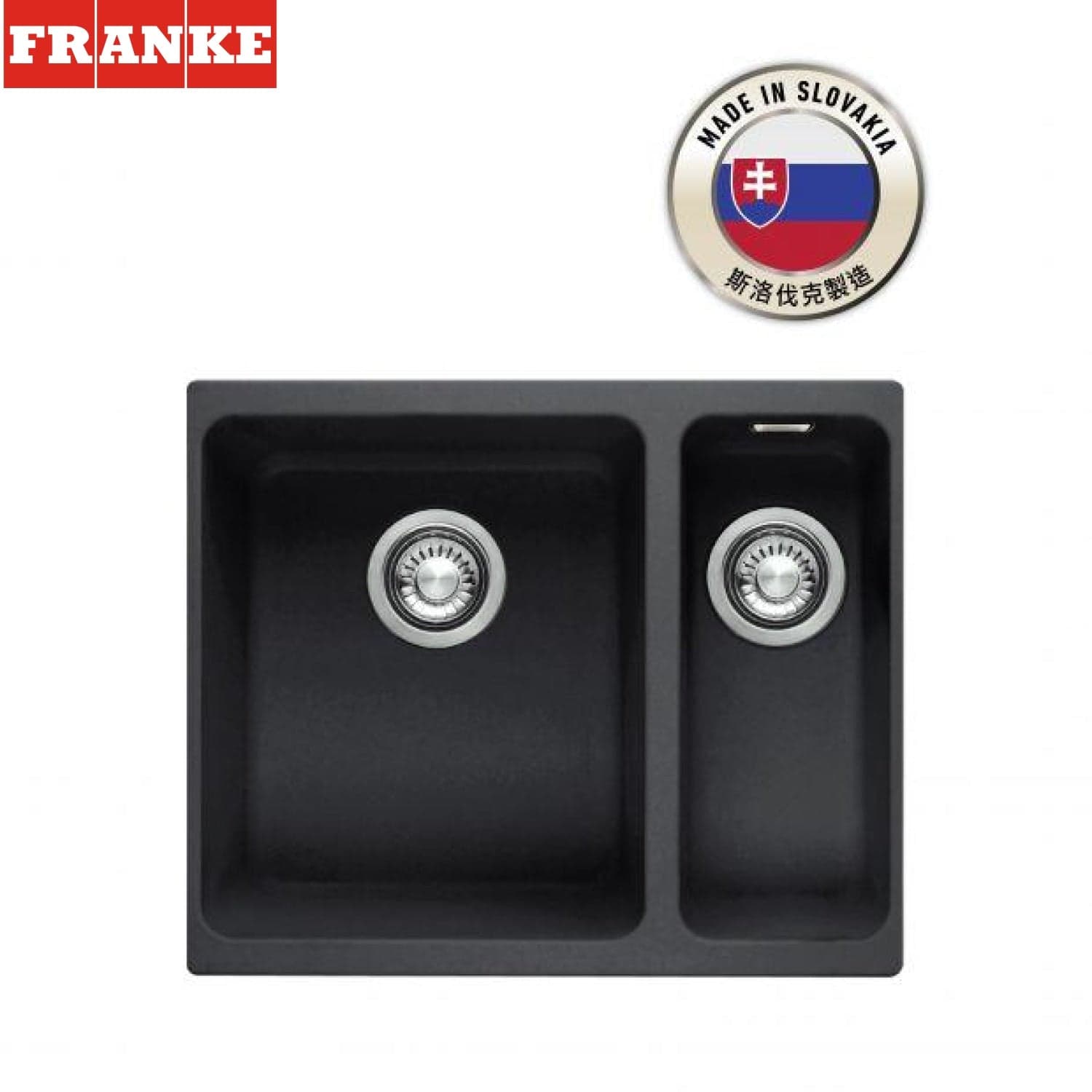 FRANKE KBG 160 (125.0157.335) Kubus 花崗岩 檯底 雙星盆 558x460mm 石墨色