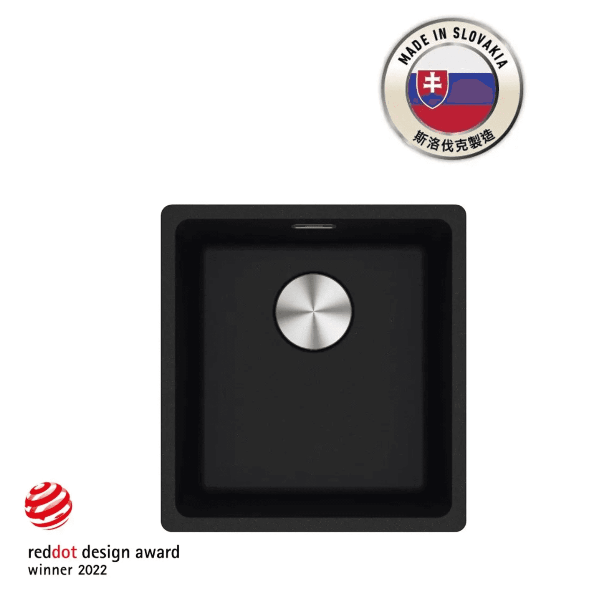 FRANKE MRG 610-37 (114.0655.082) Maris 花崗岩 檯面/檯底 單星盆 410x440mm 瑪瑙黑