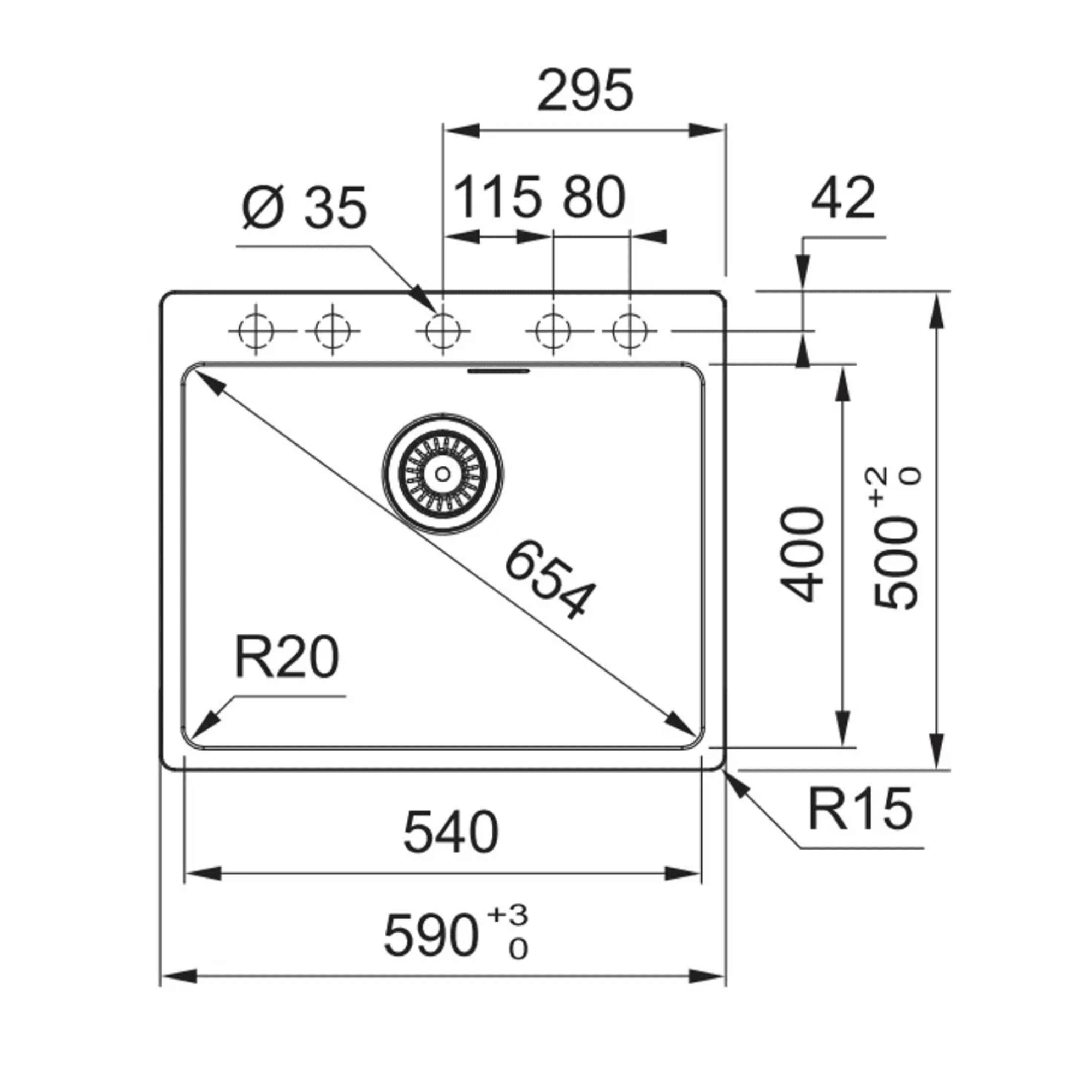 FRANKE MRG 610-54 FTL (114.0659.210) Maris 花崗岩 檯面 單星盆 590x500mm 瑪瑙黑