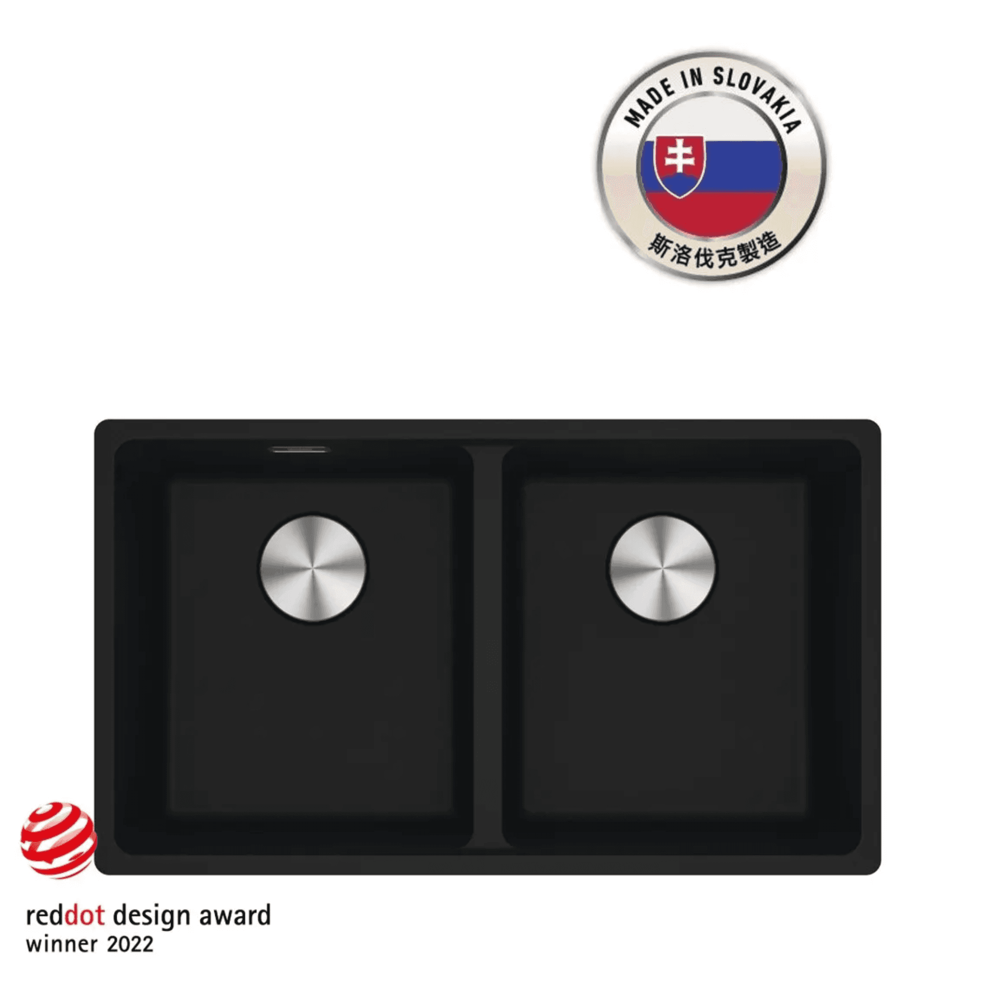 FRANKE MRG 620-35-35 (114.0655.252) Maris 花崗岩 檯面/檯底 雙星盆 760x440mm 瑪瑙黑