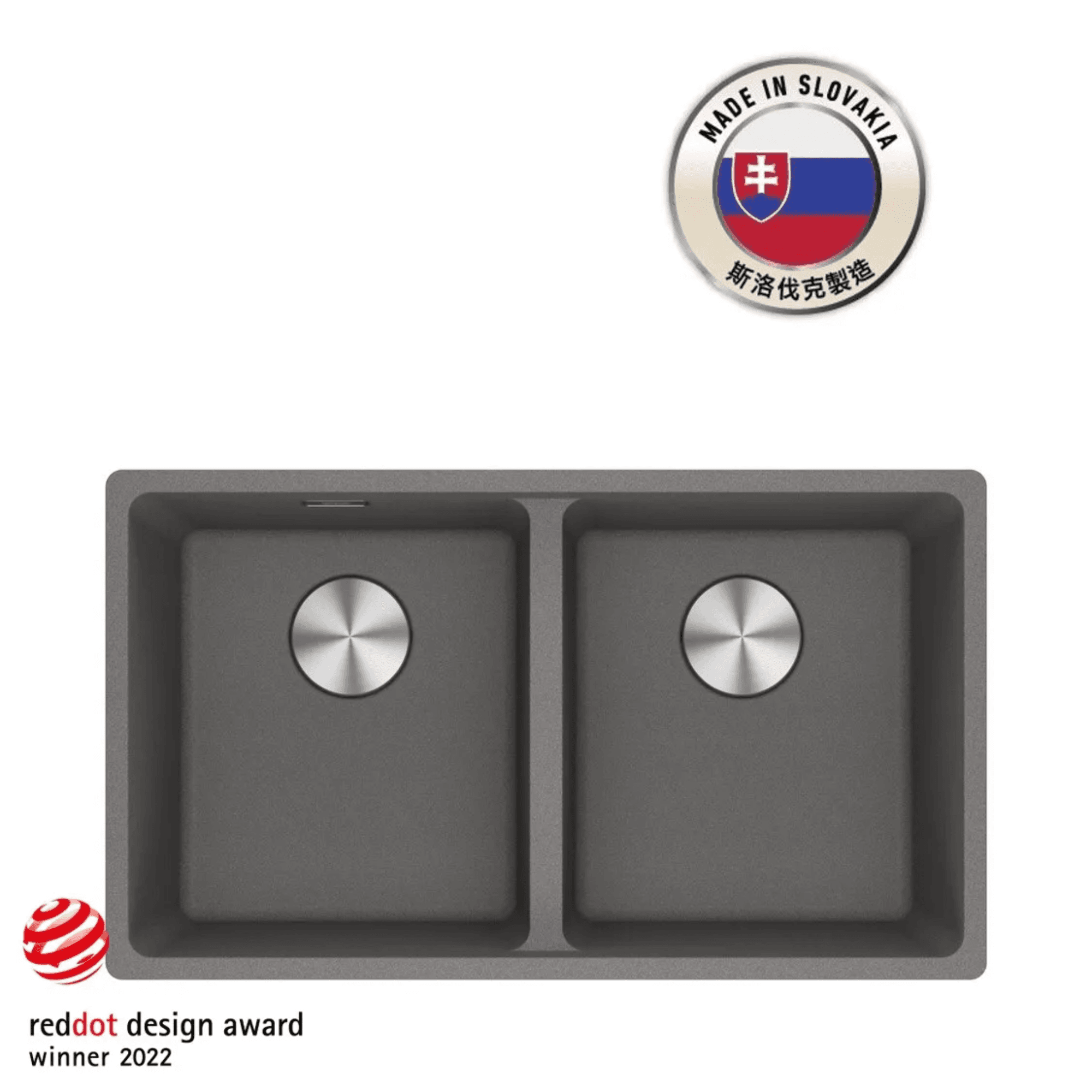 FRANKE MRG 620-35-35 (114.0655.253) Maris 花崗岩 檯面/檯底 雙星盆 760x440mm 岩灰色