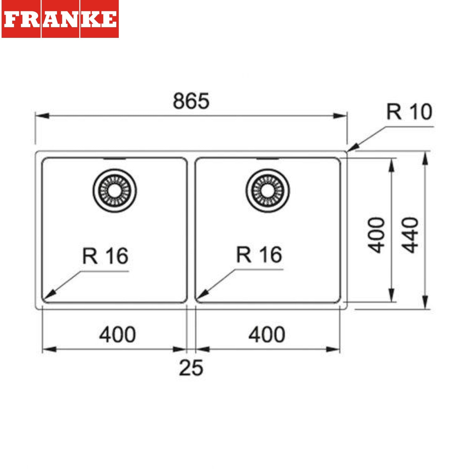 FRANKE MRX 120-40-40 (122.0531.854) Maris 不銹鋼 檯底 雙星盆
