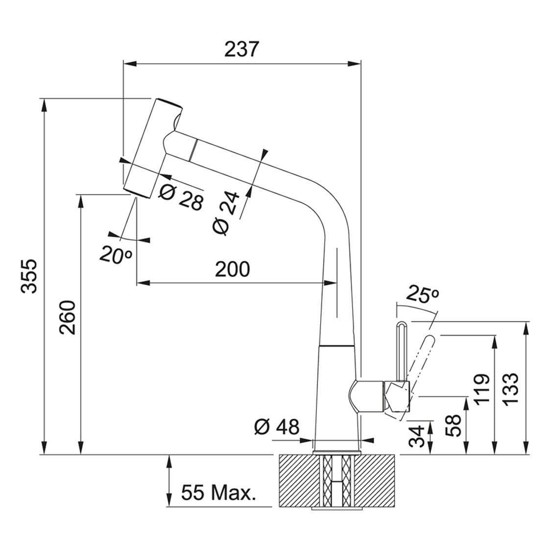 FRANKE PT 193G (115.0625.190) Icon可拉出星盆龍頭 黑色