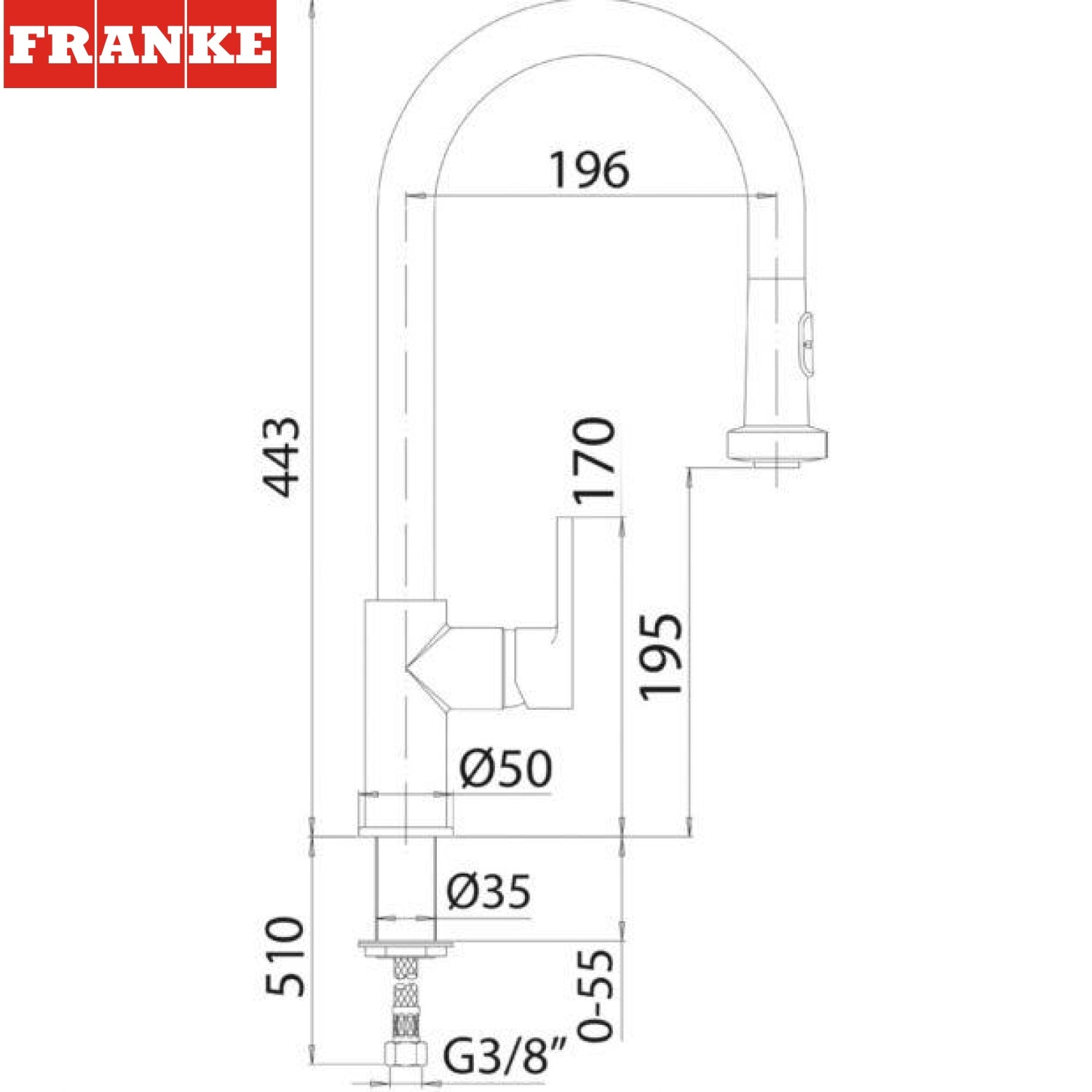 FRANKE PT 992C (115.0556.850) 可拉出星盆龍頭