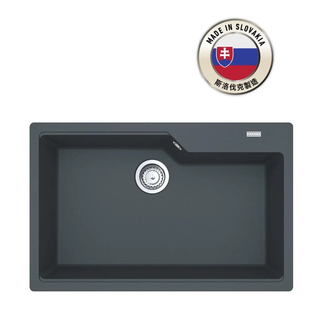 FRANKE UBG 610-78 (114.0551.321) Urban 花崗岩 檯面 單星盆 780x500mm 瑪瑙黑