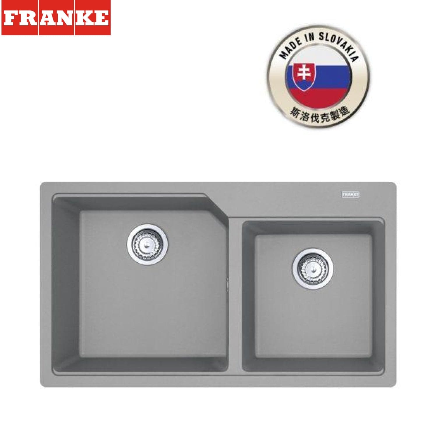 FRANKE UBG 620-86 Urban 花崗岩 檯面 雙星盆 (岩灰色)