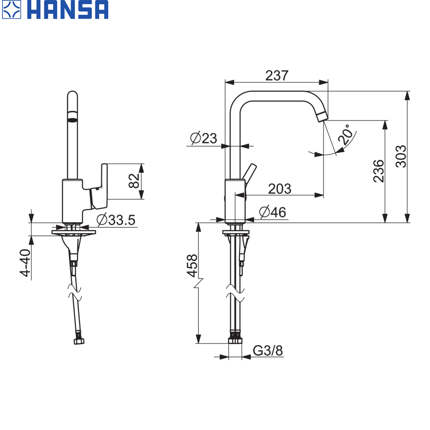 HANSA Paleno 鉻色星盆龍頭