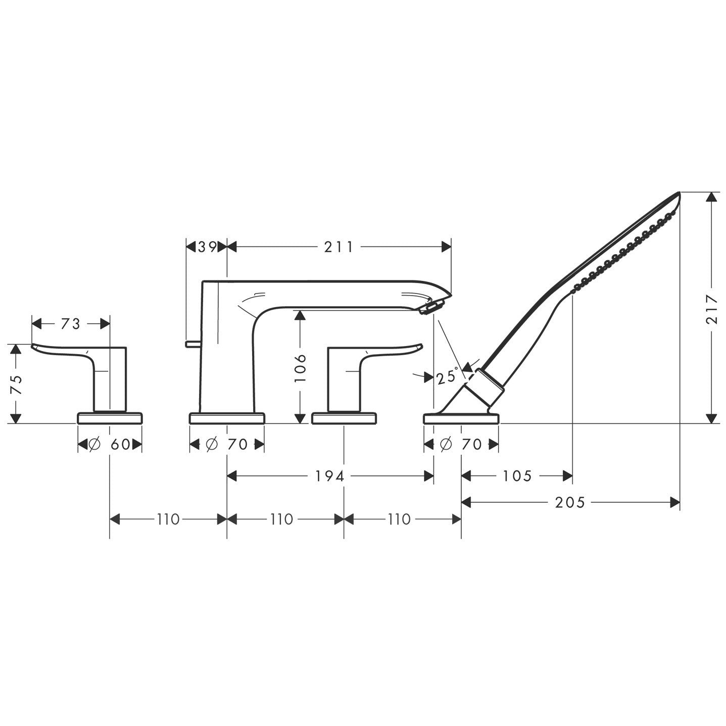hansgrohe 31442 Metris 浴缸龍頭