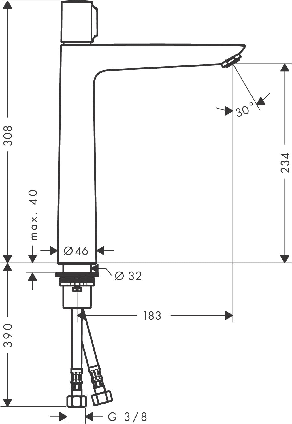 hansgrohe 71753 Select E 面盆龍頭