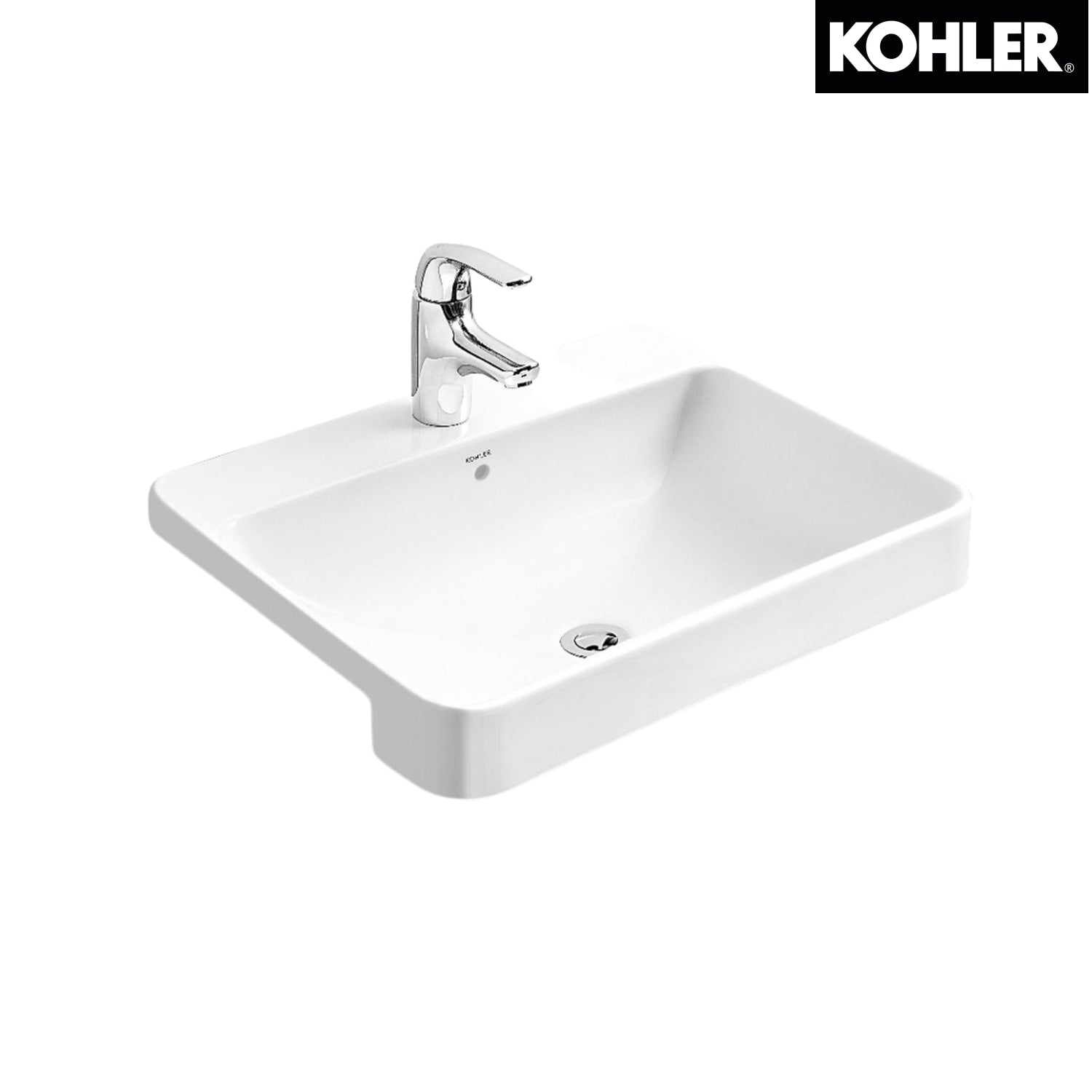 KOHLER K-11479X-VC1-0 長方形半崁式浴室面盆(單龍頭孔)