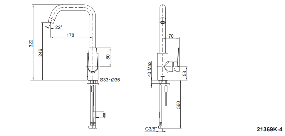 KOHLER K-21369K-4-CP TAUT™ 廚房龍頭