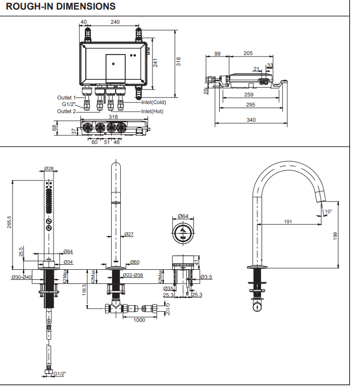 KOHLER K-22328T-7-CP DTV MODE 缸邊式浴缸花灑龍頭組合套裝