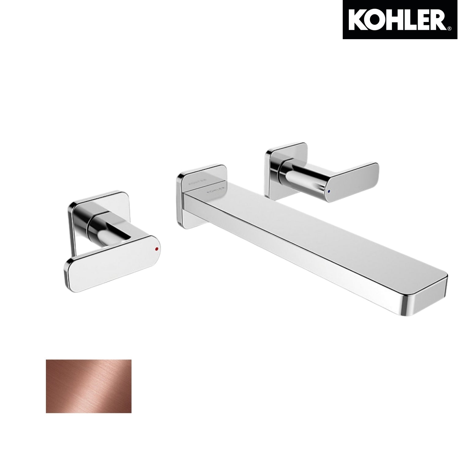 KOHLER K-22570T-4-RGD PARALLEL 掛牆式面盆龍頭 (玫瑰金色)
