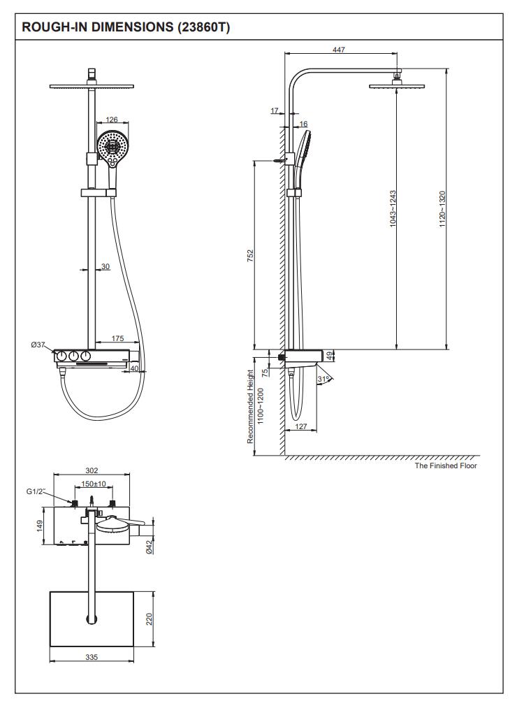 KOHLER K-23860T-9-CP URBANITY+ 恆溫三路 出水淋浴柱-hong-kong