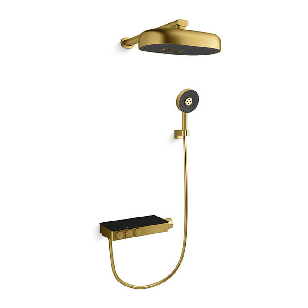 KOHLER K-26330T-9-2MB ANTHEM™ 恆溫三路出水淋浴龍頭連雙功能頭頂花灑 (摩登金色)