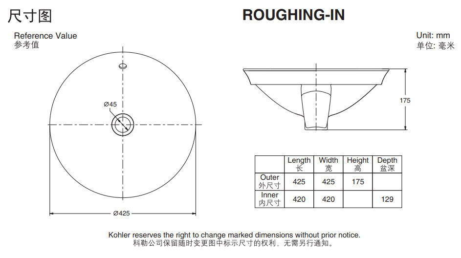 KOHLER K-26408T-0 VEIL ESSENTIAL 圓形檯上式面盆