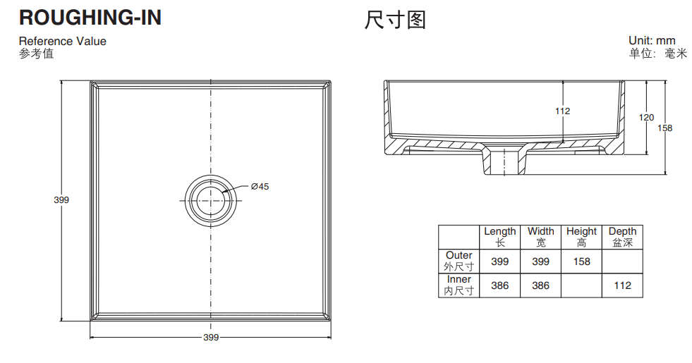 KOHLER K-26676T-0 MICA 方形半崁式浴室面盆