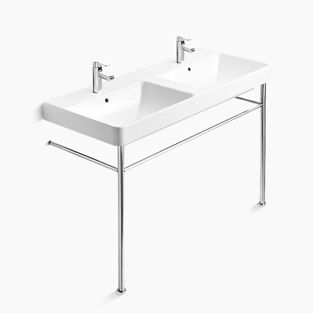 KOHLER K-2748T-1-0 FOREFRONT 一體化雙浴室面盆(單龍頭孔)(不包支架腳)