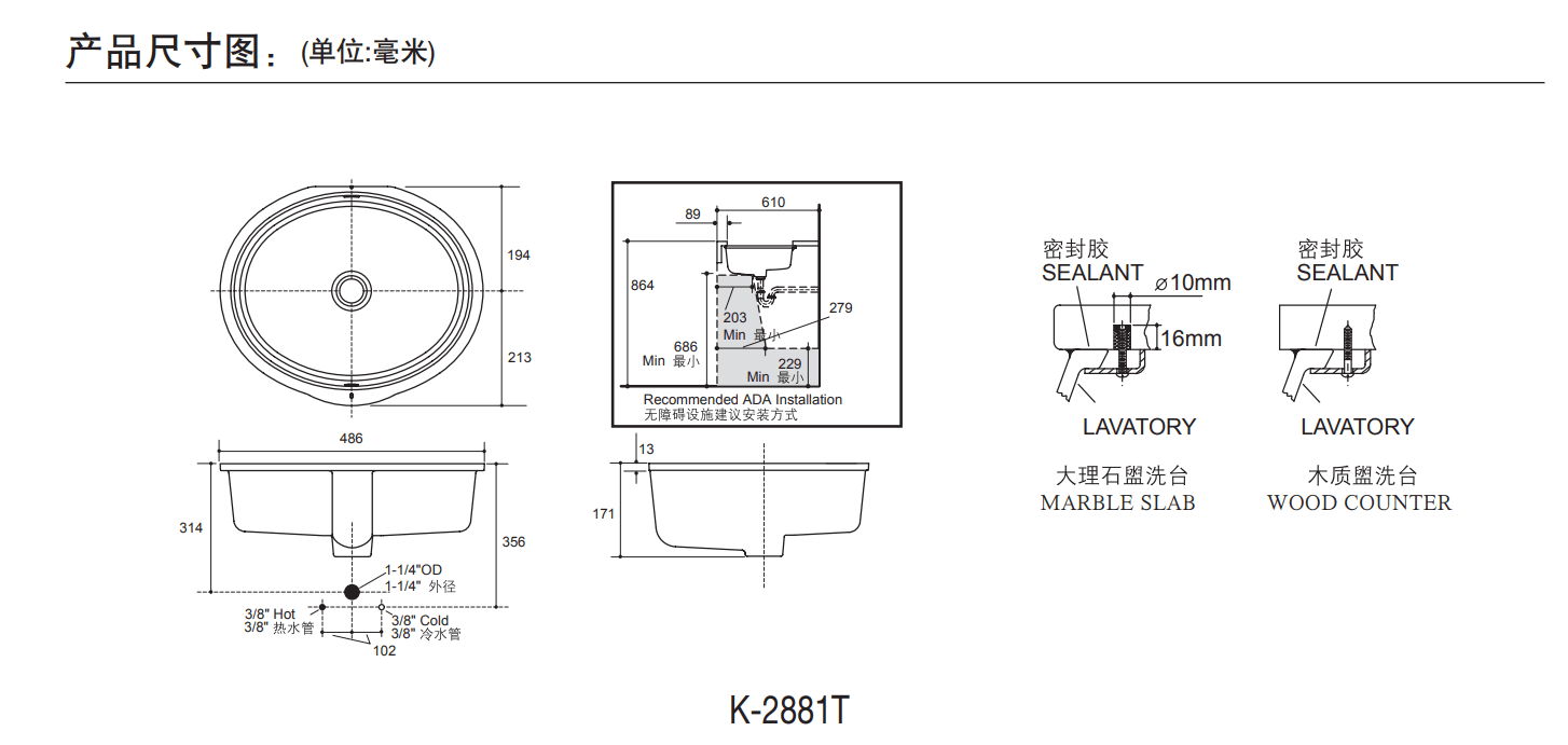 KOHLER K-2881T-0 VERTICYL 橢圓形台下式浴室面盆19"-hong-kong