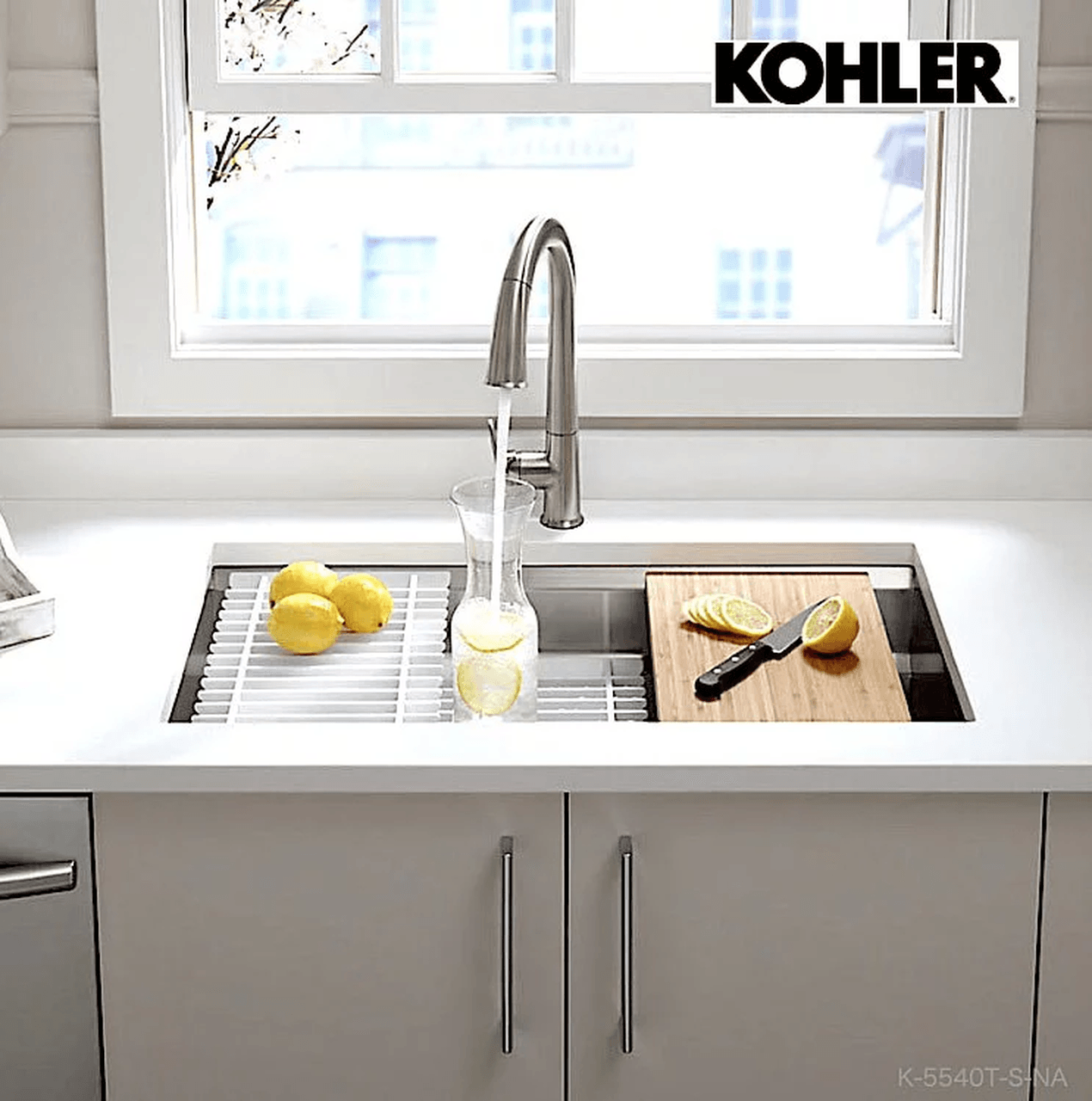 Kohler K-5540T-S-NA 廚房鋅盤及 K-77748T-4-CP 廚房龍頭組合優惠